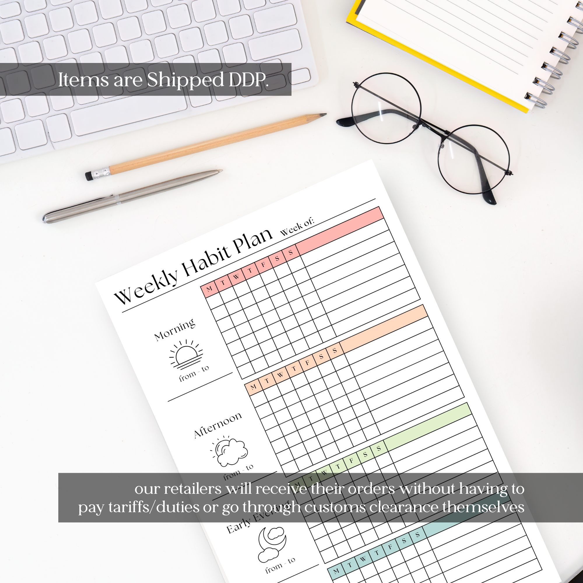 Eleventh and Taylor - Vente Blocs-notes - Suivi Hebdomadaire des Habitudes : Bloc-notes de 50 Pages Détachables3