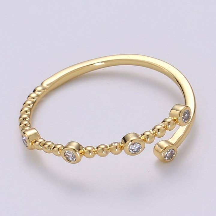 Aim Eternal - Wholesale Ring met meerdere stenen - Fijn Cz Cirkel Bubbel Ketting Ring Ronde Open Manchet Ring Open Verstelbare Gouden Ring R-1320