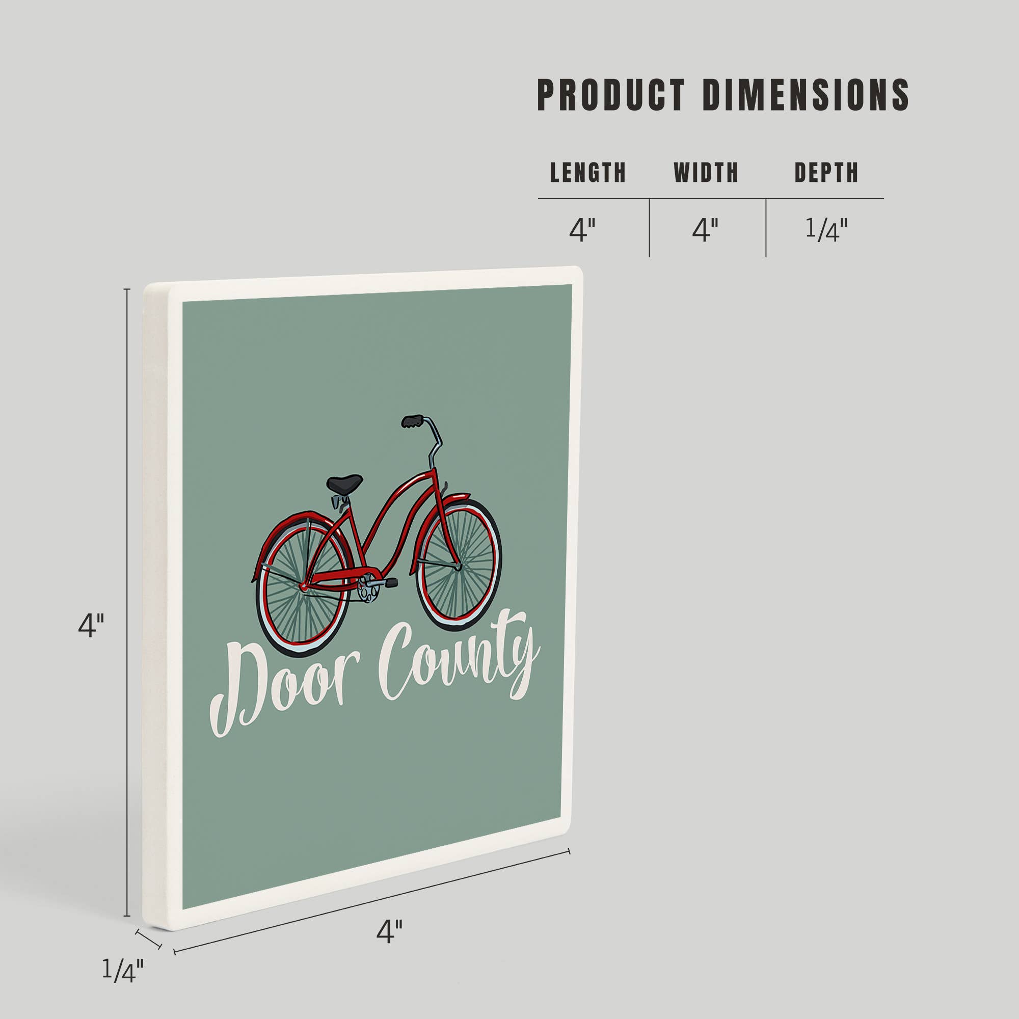 Lantern Press – wholesale Coasters – CERAMIC COASTER Door County, Wisconsin Beach Cruiser Bike4