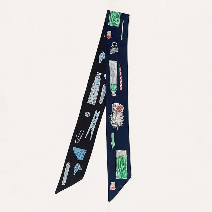 Sensibling Corp. - Wholesale Scarf - Women's - Art Inspired Pattern Printed Twilly Skinny Scarf3
