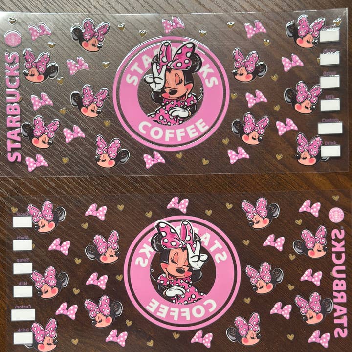 Involucri in vetro DTF a doppia faccia Minnie Rosa 16oz/20oz per la vendita all'ingrosso da parte di Lavage Tumblers