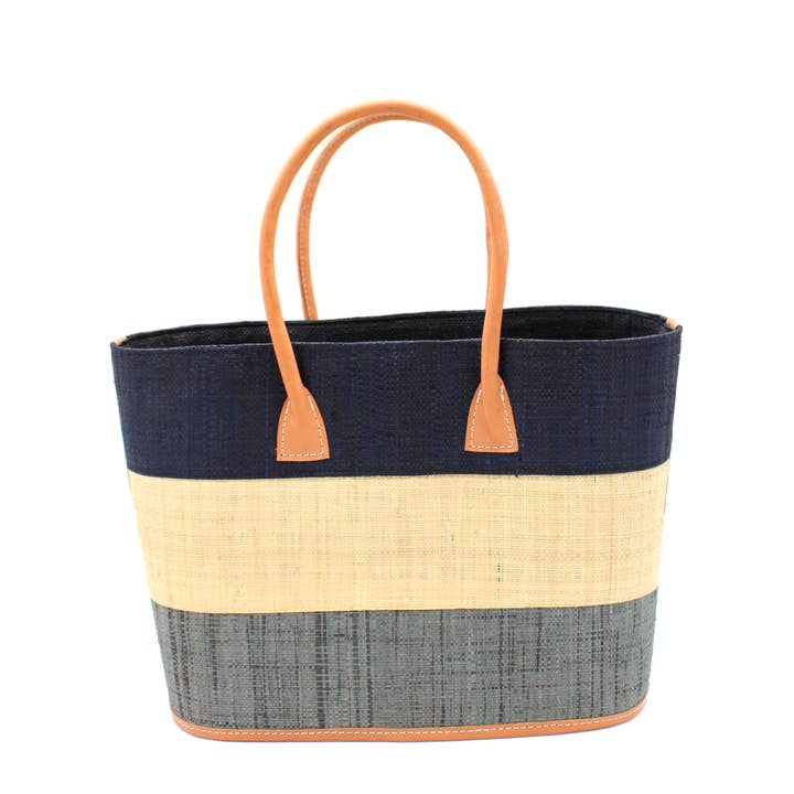 Shebobo - Wholesale Beach Bag - Santorini Color Block Straw Tote Handbag