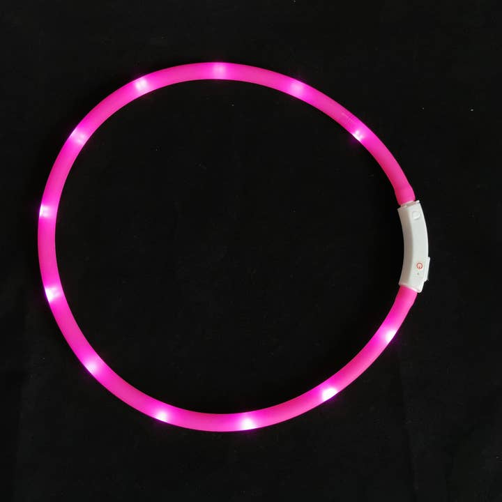 Savoy Active - Wholesale Pet collar – Dog - Silicone Cuttable LED Illuminated Dog Collar - USB - Pink3