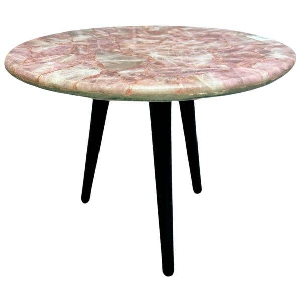 Rose Quartz Circular Table for wholesale by Crystal Magick Wholesale Ltd