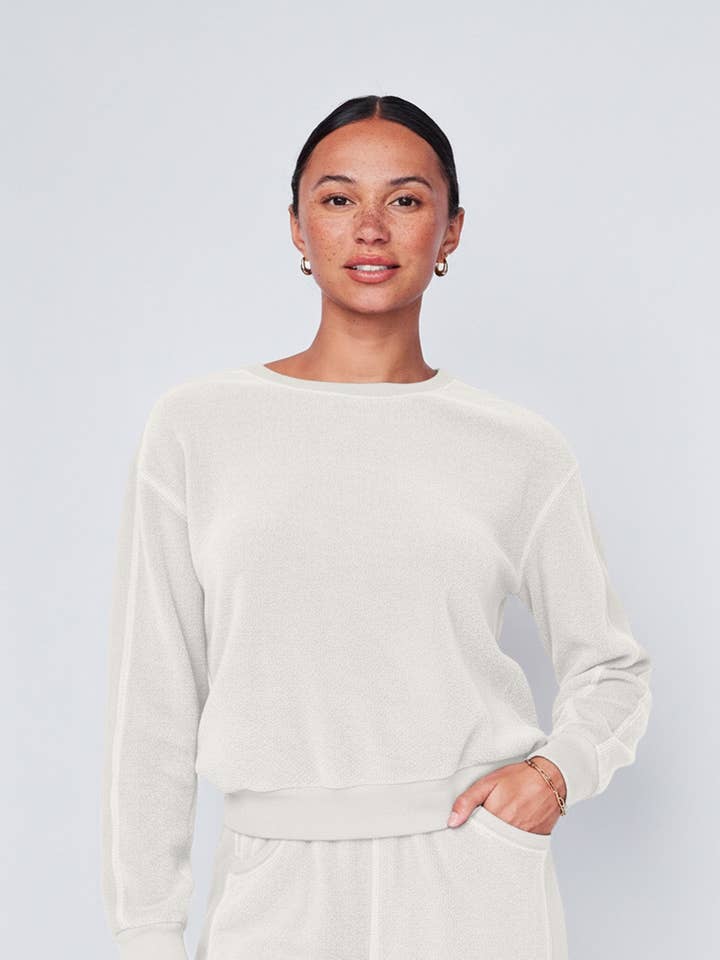 Jersey de felpa de peluche en color crema. para venta al por mayor de Stateside