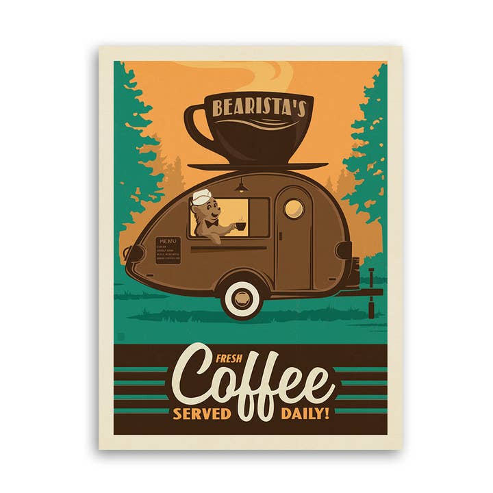 Mini adesivo Bearistas Trailer Coffee Served Daily 20 ct per la vendita all'ingrosso da parte di RetroPlanet