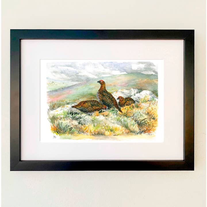 Trois tétras sur la lande. Imprimé pour la vente par Wildlife By Mouse