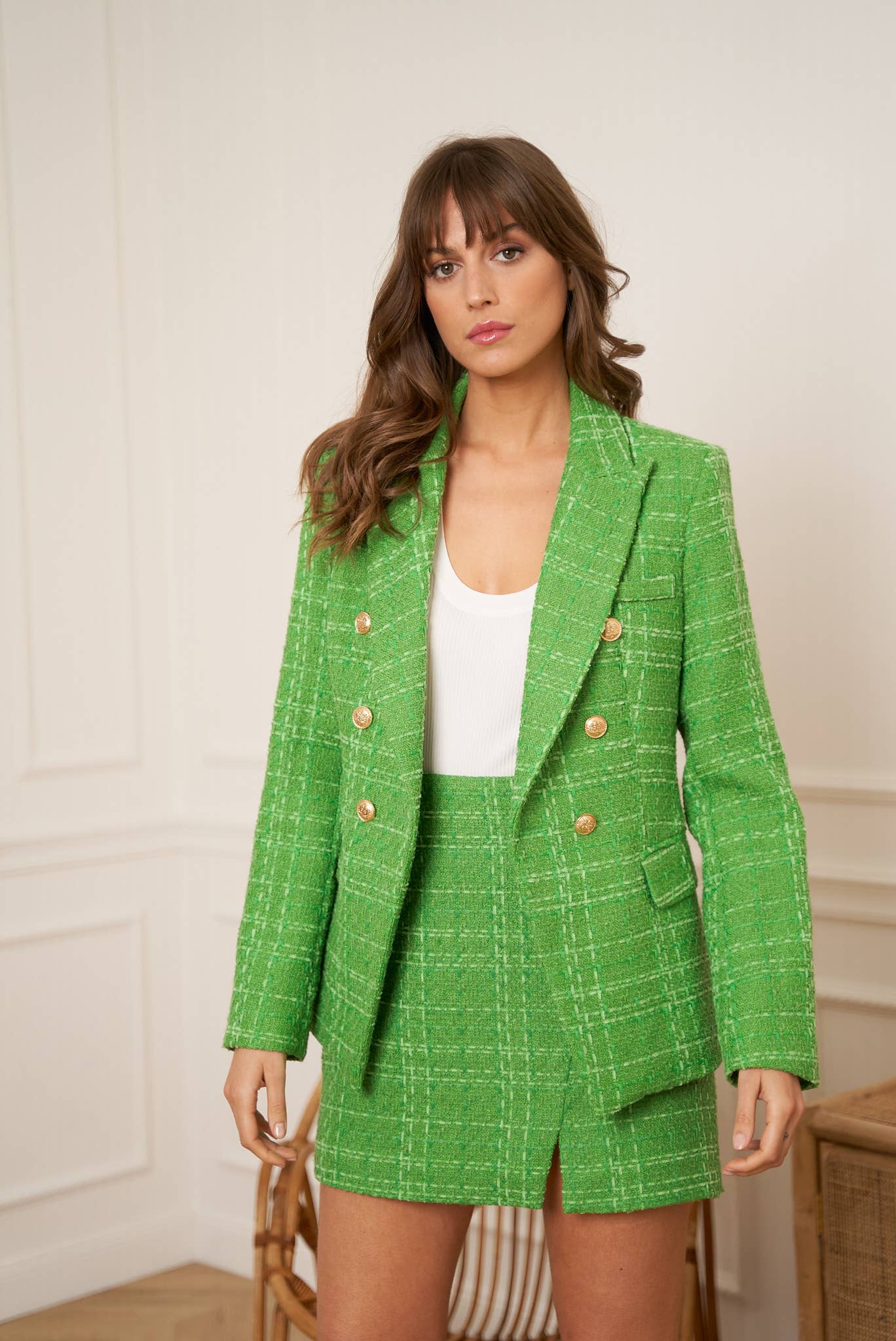 Attentif Paris – wholesale Jacket – Women's – Slim Fit Plain Tweed Jacket14