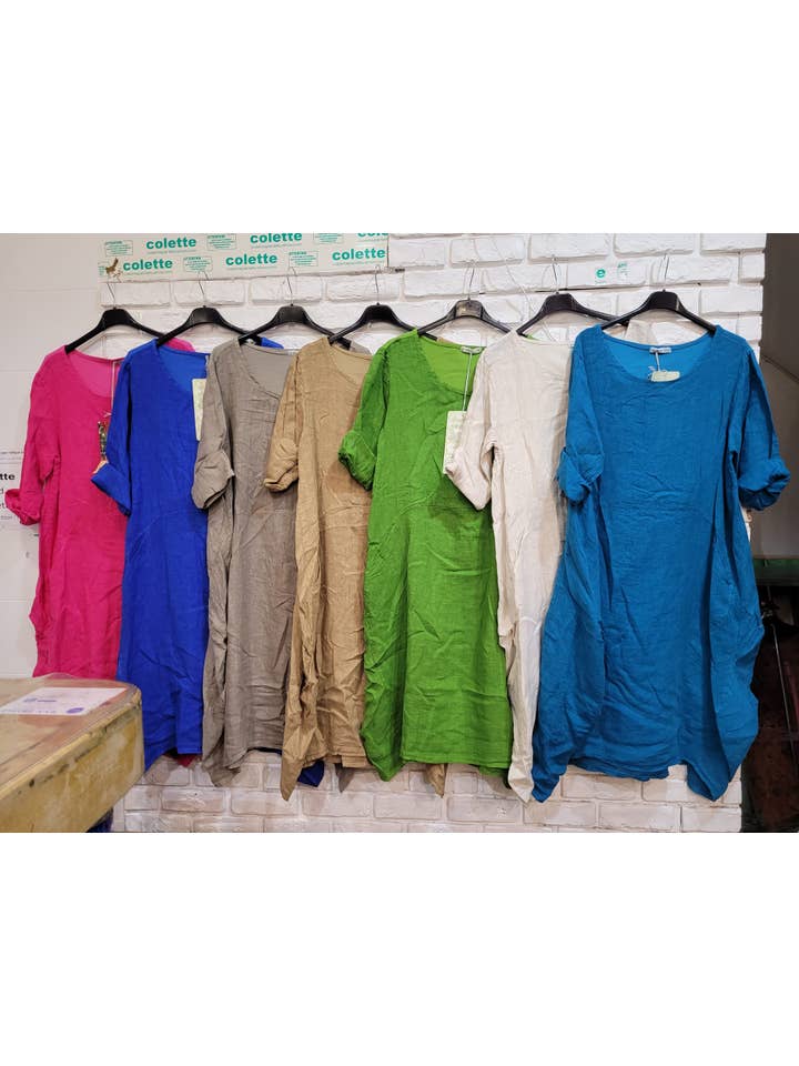 la maison des fibres naturelles - Wholesale Dress - Women's - dress 625344 80% linen 20% cotton made in Italy