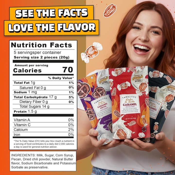 Sugarox Candy Studio LLC - Wholesale Hard Candy - Tamalitoz Dulce De Leche Caramel - Spicy Mama 12ct2