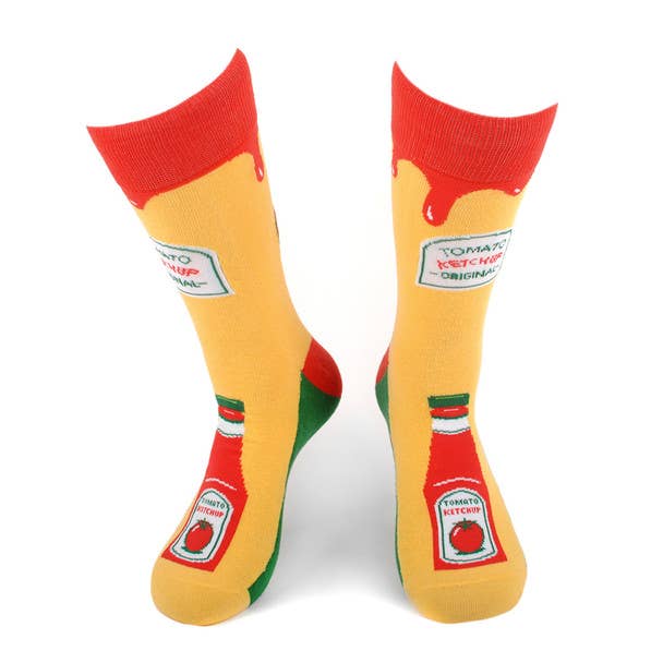 YW Men's Ketchup Bottle Novelty Socks for wholesale on Faire1