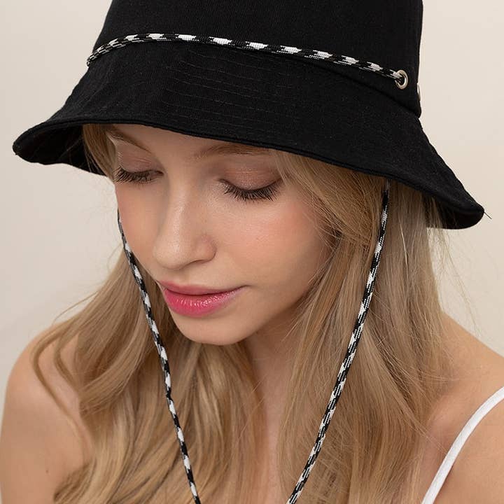 Fashion City - Wholesale Bucket Hat - Women's - Solid Chin String Cotton Safari Bucket Hat17