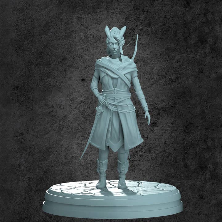 Bruxsa (Tiefling Voleur) Miniature pour jeux de rôle sur table pour la vente par Kraken Dice