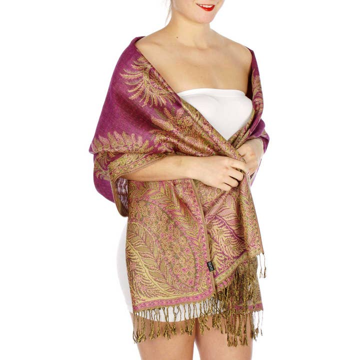 SERENITA - Wholesale Scarf - Women's - Big Paisley Pashmina Scarf Paisley Reversible Shawl Wraps