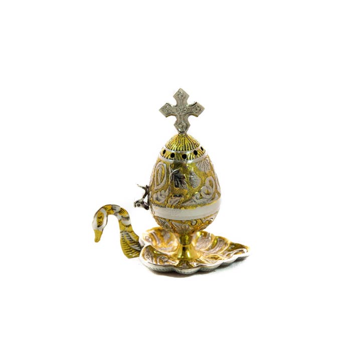 TheHolyArt - Wholesale Incense Holder - Christian Brass Resin Incense Burner, Greek Orthodox Thurible Incense holder, Metal Byzantine Home Censer Perfume burner, religious decor3