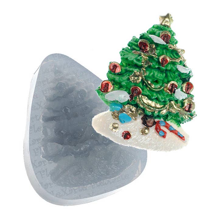 Christmas Tree with Balls Silicone Mold Fondant Cookie Mold Cake Decorating Chocolate Baking Mold for wholesale by Flexarte USA
