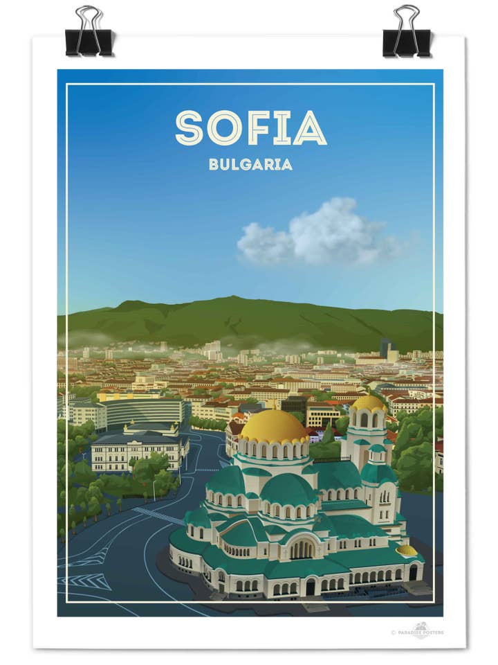 Sofia Bulgaria Travel Poster Print for wholesale by Paradise Posters