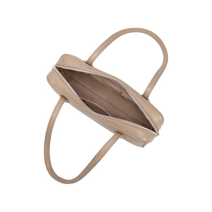 Melie Bianco - Wholesale Shoulder Bag - Women's - Serafina Beige Recycled Vegan Shoulder Bag