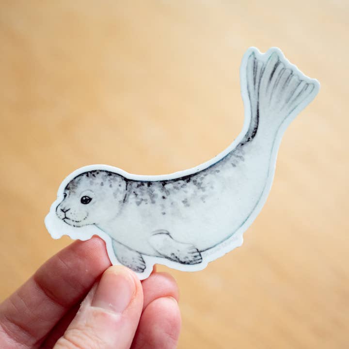 Harbor Seal 3" Vinyl Sticker dishwasher safe for wholesale by Laurel Mundy Illustration