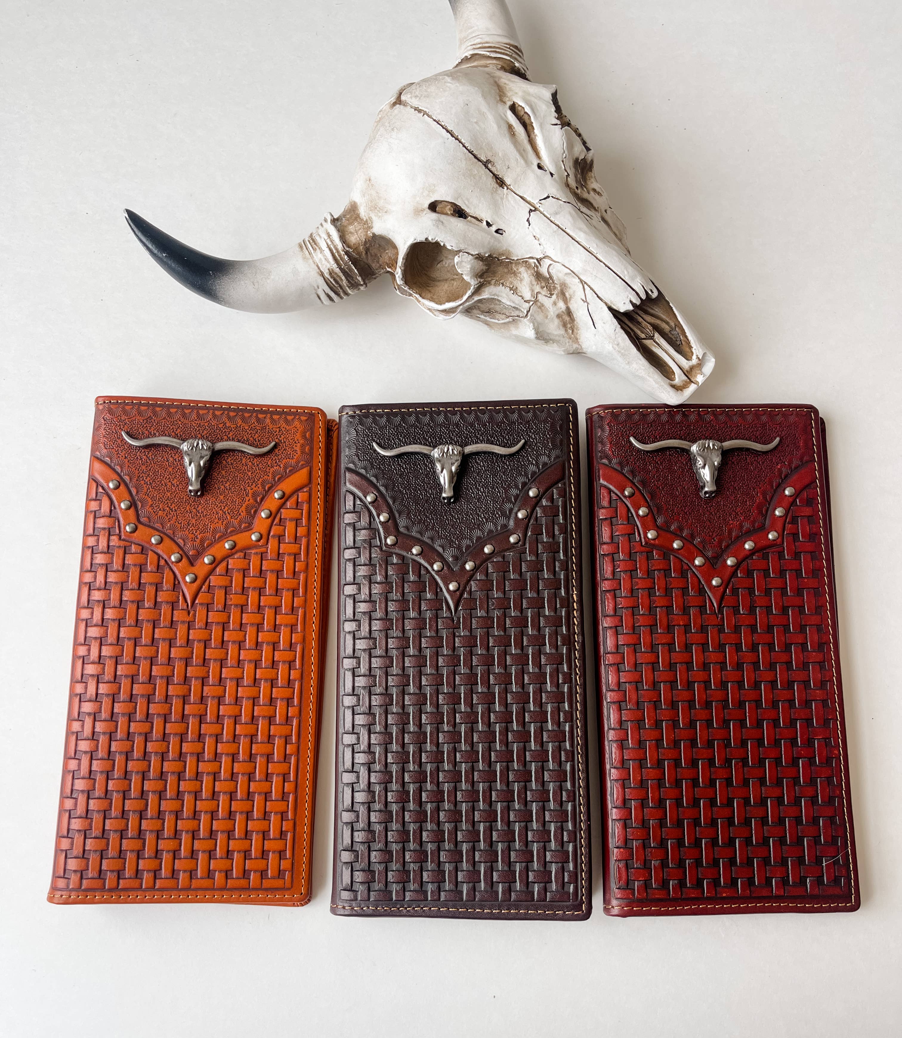 Boho Ranch Shop - Wholesale Wallet - Women's - Longhorn Long Wallet Genuine Leather Bi-Fold Wallet1