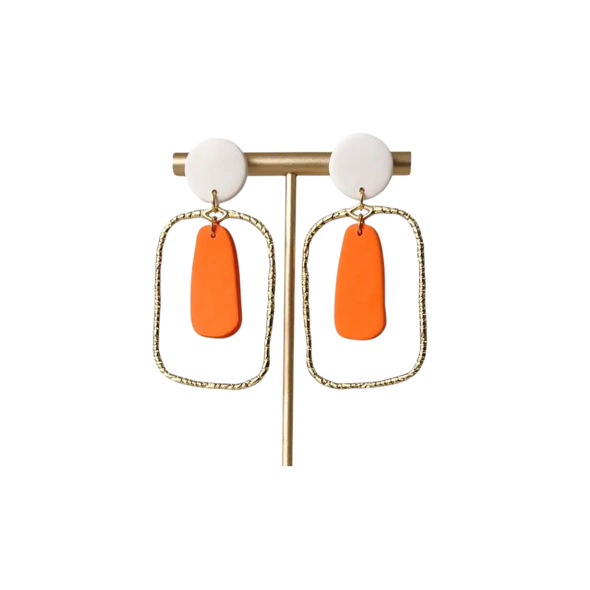 Sweet Tree - Wholesale Dangle Earrings - Orange and White Earrings | Game Day, Team Spirit Jewelry