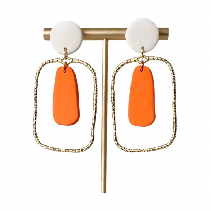 Sweet Tree - Wholesale Dangle Earrings - Orange and White Earrings | Game Day, Team Spirit Jewelry0