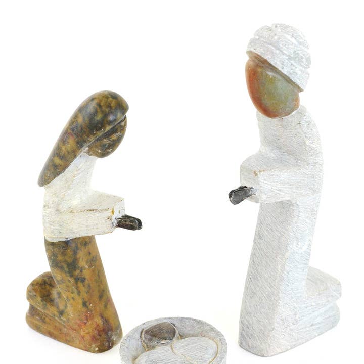 Swahili | AFRICAN MODERN - Wholesale Nativity Scene Decor - Zimbabwean Serpentine Stone 8-Piece Nativity Scene