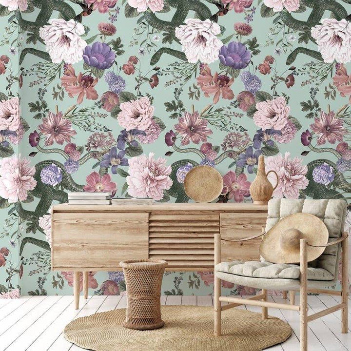 Wallpapers4Beginners - Wholesale Wallpaper - Carta da parati floreale botanica leggera