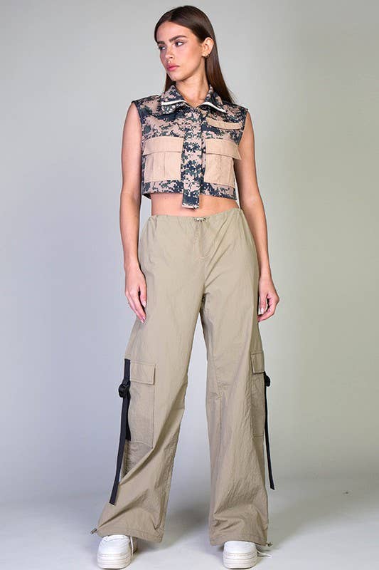 Rehab Lab - Wholesale Pants - Women's - Low Rise Cargo Parachute Pants With Contrast Strap3