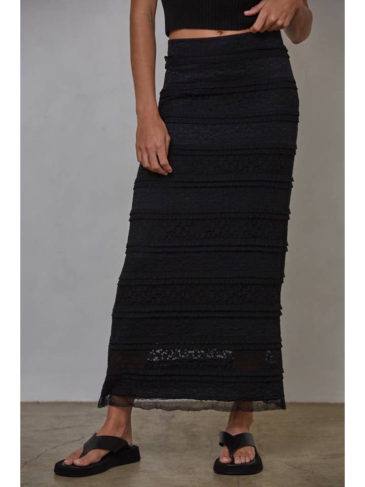 By Together – wholesale Kjol - Dam – L8171 | Vävda Nylon Spandex Spets Pennkjol Midi