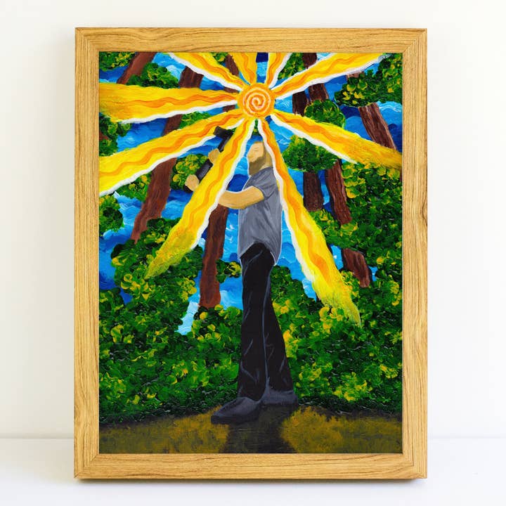 Groovy Man Camping Art Print for wholesale by MeerCatArt