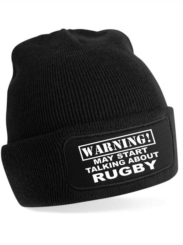 Bonnet unisexe Warning May Talk About Rugby à revers souple et doux au toucher pour la vente par Print4U