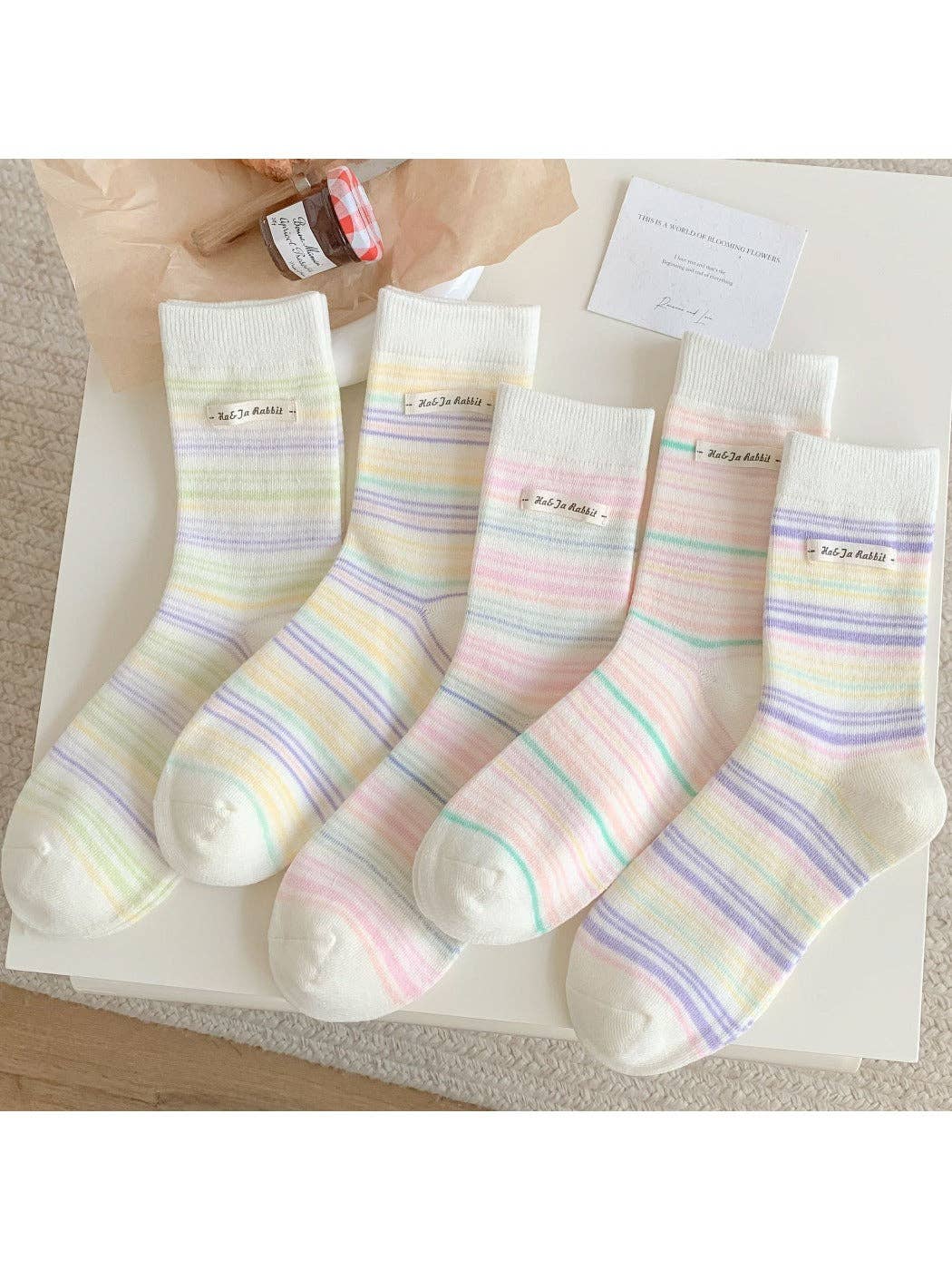 Funkyrel® Atzbranding Limited - Wholesale Socks - Women's - Rufia - Ice Cream Color Mid-Calf Socks6