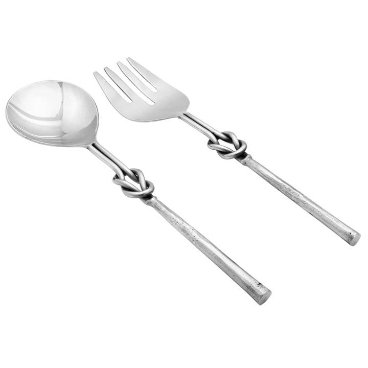 Elyon Tableware® - Wholesale Serving Utensil - Elyon Reef Knot Silver Salad Serving Set Hostess Set 2 Piece6
