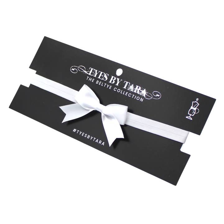 Bombshell White Beltye™ | White Bow Adjustable Belt for wholesale by Tyes By Tara