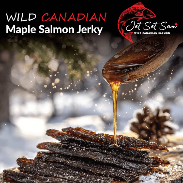 Salmão Selvagem Canadiano Fumado Jerky Sabor a Maple Estável à Prateleira por atacado de Vancouver Smoked Salmon