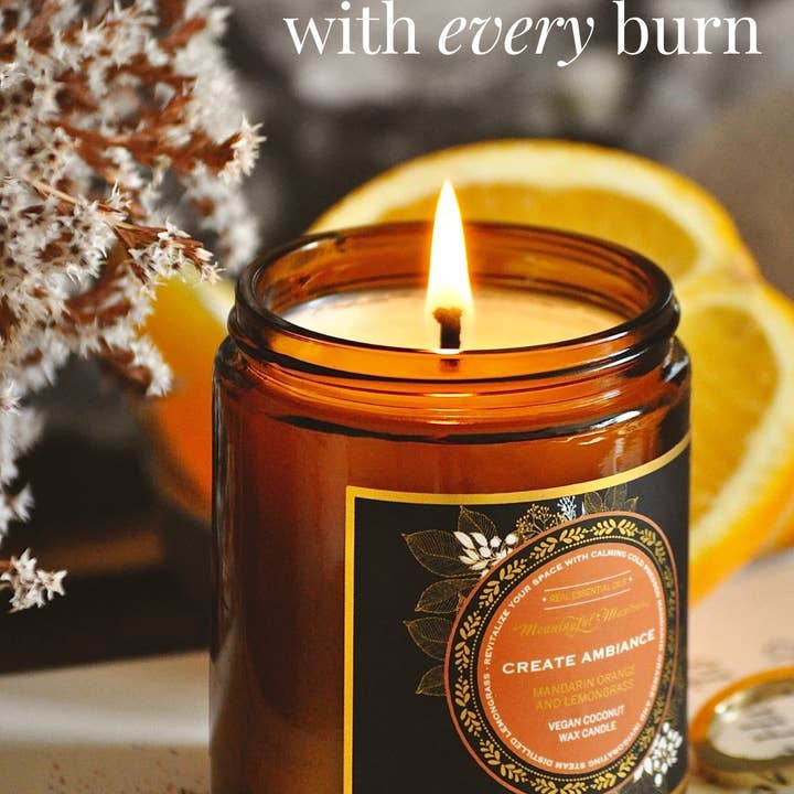 Meaningful Mantras - Wholesale Jar/filled candle - Create Ambiance Mandarin Orange & Lemongrass Candle3