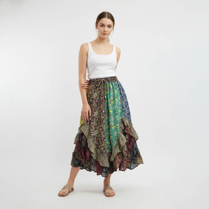 Young Threads - Wholesale Skirt - Women's - Bohoemia Mid-Length Skirt with Rayon Print (New Color)10