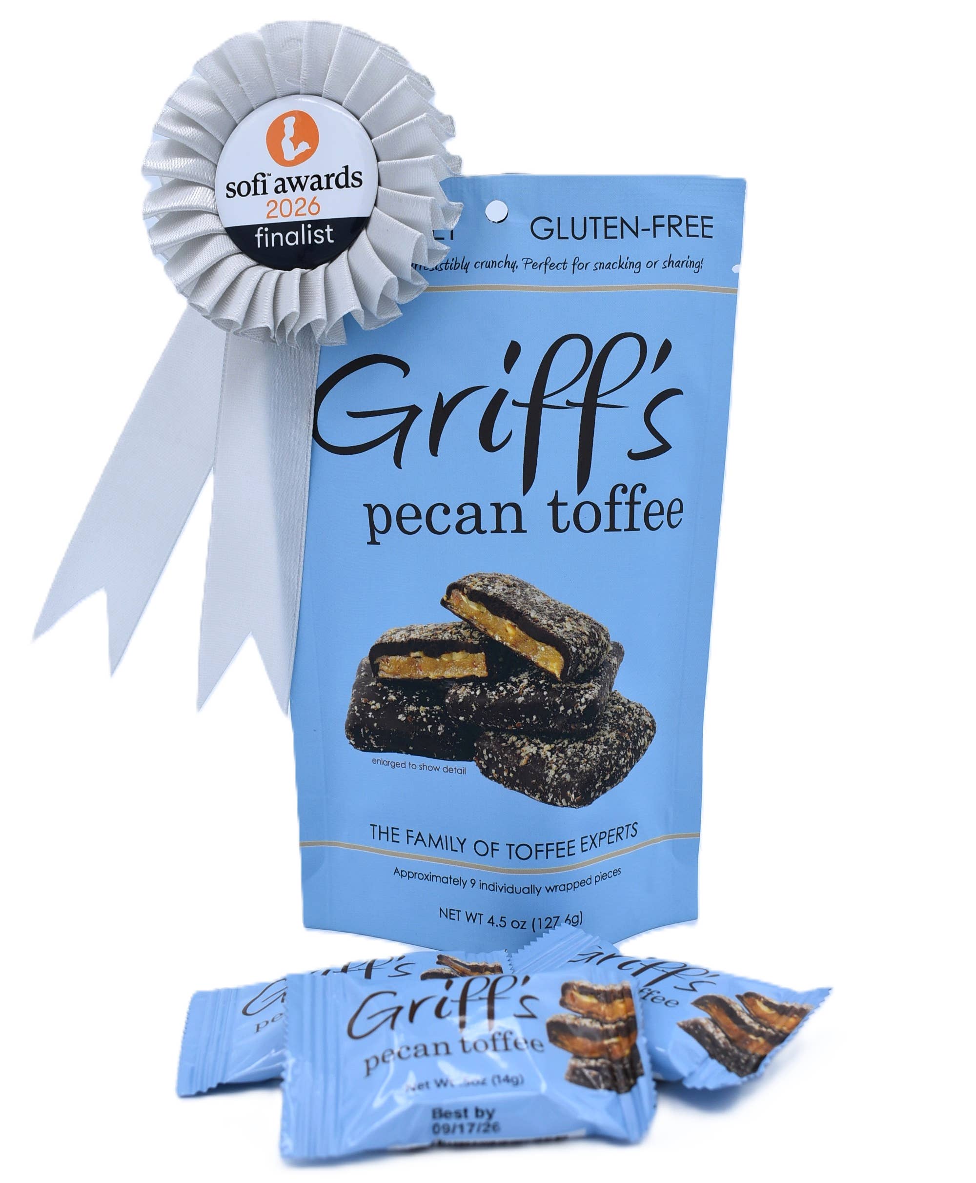 Griff's Toffee - Wholesale Toffee - Griff's Pecan Toffee - 4.5oz bag