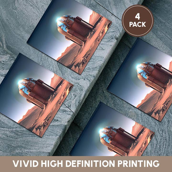 3dRose - Wholesale Coasters - 3dRose, Fantastic automatic scientific module on Mars. Blue beacon light, Coaster5