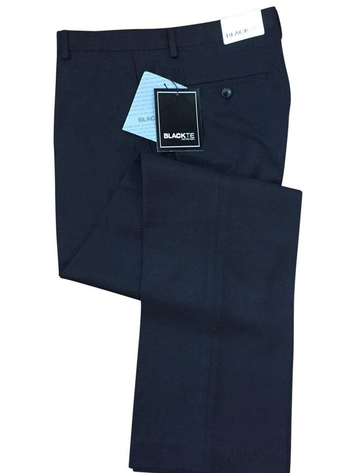 "Bradley" Black Luxury Wool Blend Suit Pants - Unhemmed for wholesale by Cardi International