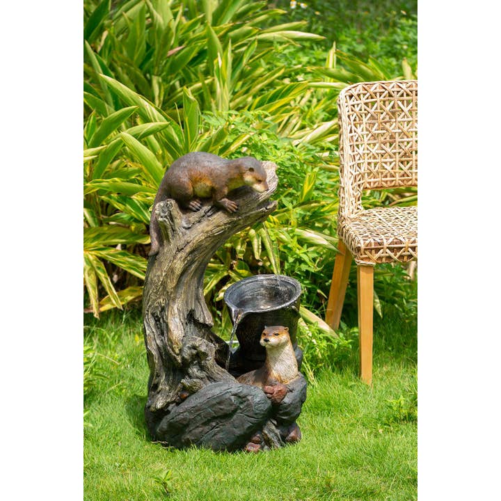 A&B Home Group Inc. - Wholesale Outdoor Ornament/Decor - 16.9x15x31.3" Decorative Water Fountain w Otter & LED -Brown6