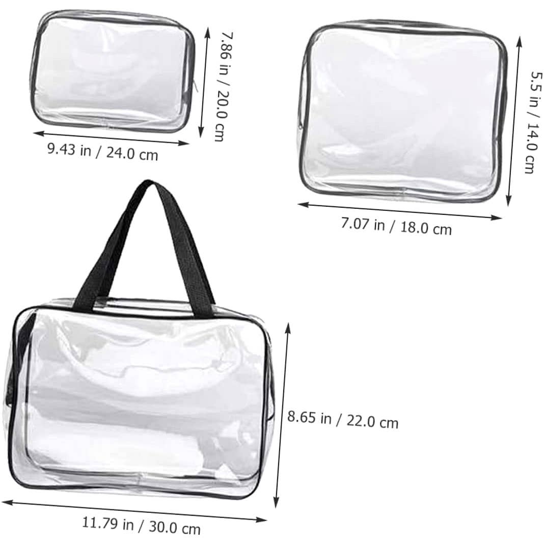 Diacly - Wholesale Makeup/Cosmetic Bag - 3 Pc Clear Transparent Makeup Storage Bags2