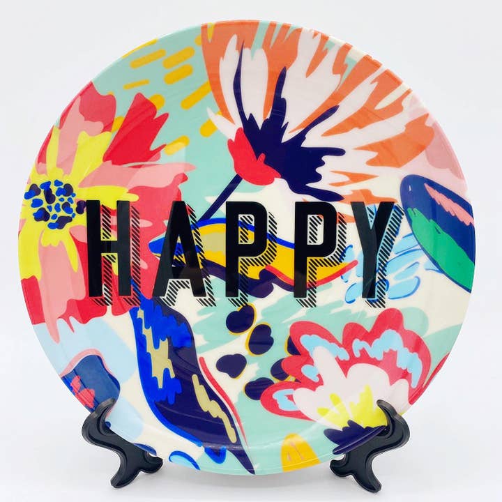 6 Inch Plate, Happy by the 13 Prints for wholesale by ART WOW