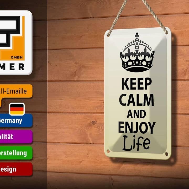 Femer - Venta al por mayor Letreros - Letrero decorativo de metal con texto «Keep Calm and Enjoy Life», 12 x 18 cm, de hojalata