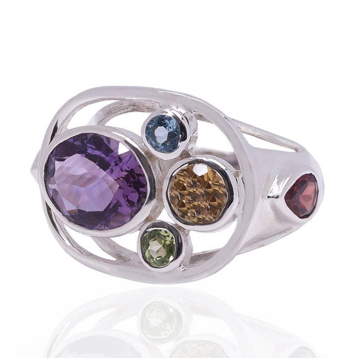 Wholesale: Gemstone Collection Sterling Silver Multi-Gemstone Ring for wholesale by ABW Designs LLC