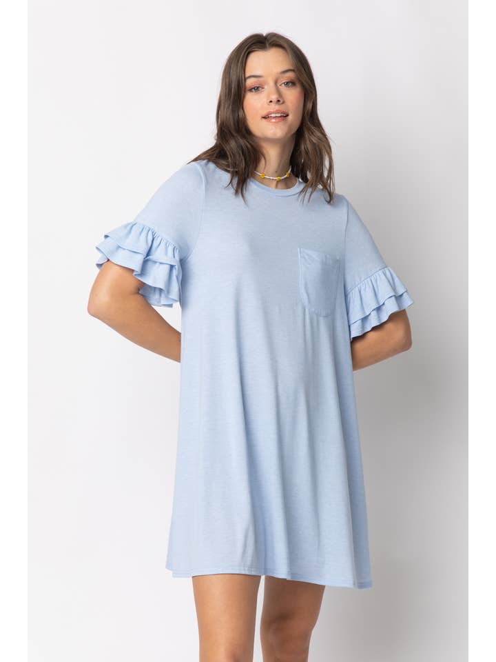 VERY J - Wholesale Dress - Women's - ND30255-French Terry Pocket Tee Shirt Dress13