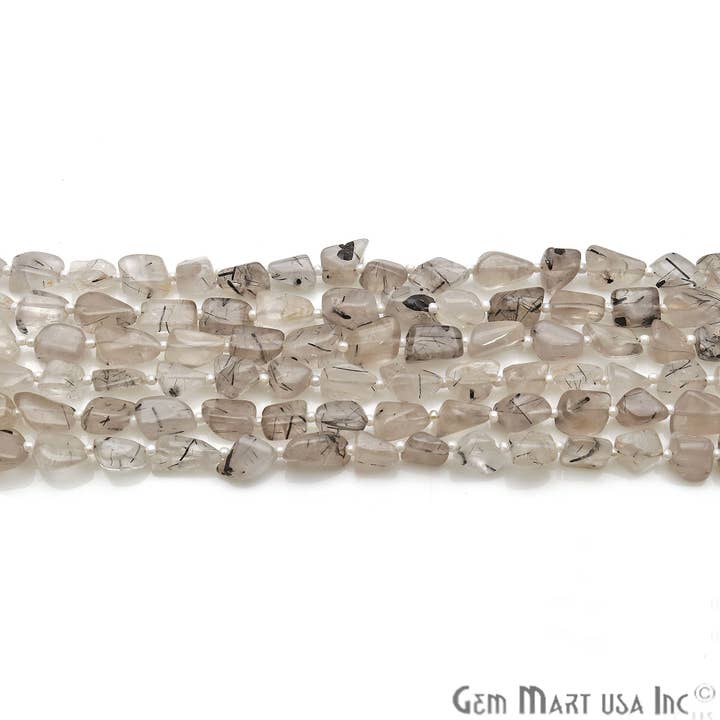 GemMartUSA - Wholesale Beads - Rutilated Rough Tumble Beads, 14 Inch Gemstone Strand, 9x7mm3
