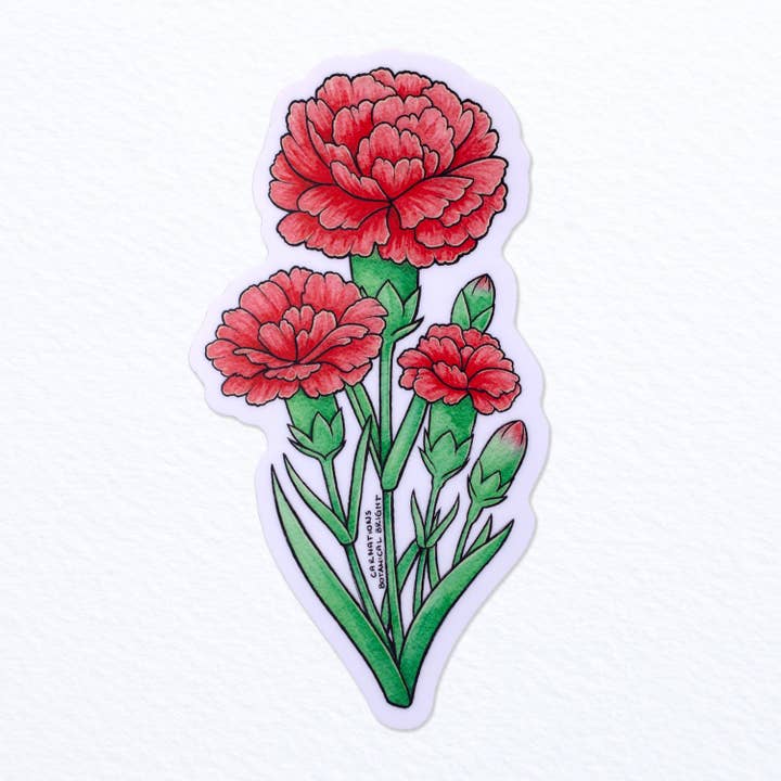 Botanical Bright - Wholesale Sticker - Carnation Waterproof Vinyl Sticker