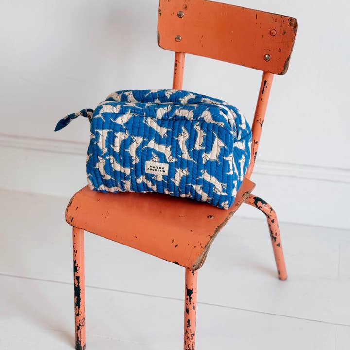 Maison Augustin - Wholesale Toiletry Bag - Women's - Dachshund Blue Toiletry Bag